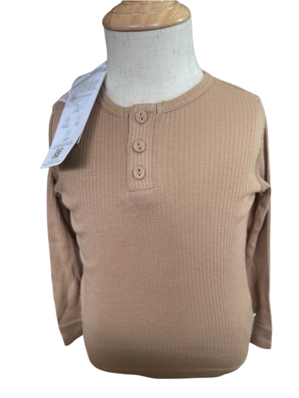 Jamie Kay Boys Long Sleeve Ribbed Henley Top Beige Size 3T
